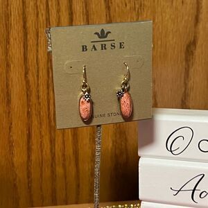 NWT  Bronze  and Genuine Orange Sponge Coral Floral Charm Drop Earrings